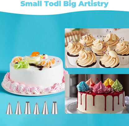 Skiennix Piping Bags and Tips Set - Reusable Cake Decorating Supplies with 24 Icing Tips & Scrapers