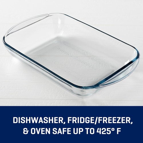 Glass 9x13 Baking Dish - 3 Quart Oblong Ovenproof Casserole Dish for Lasagna & Brownies | BPA-Free, Easy Cleanup