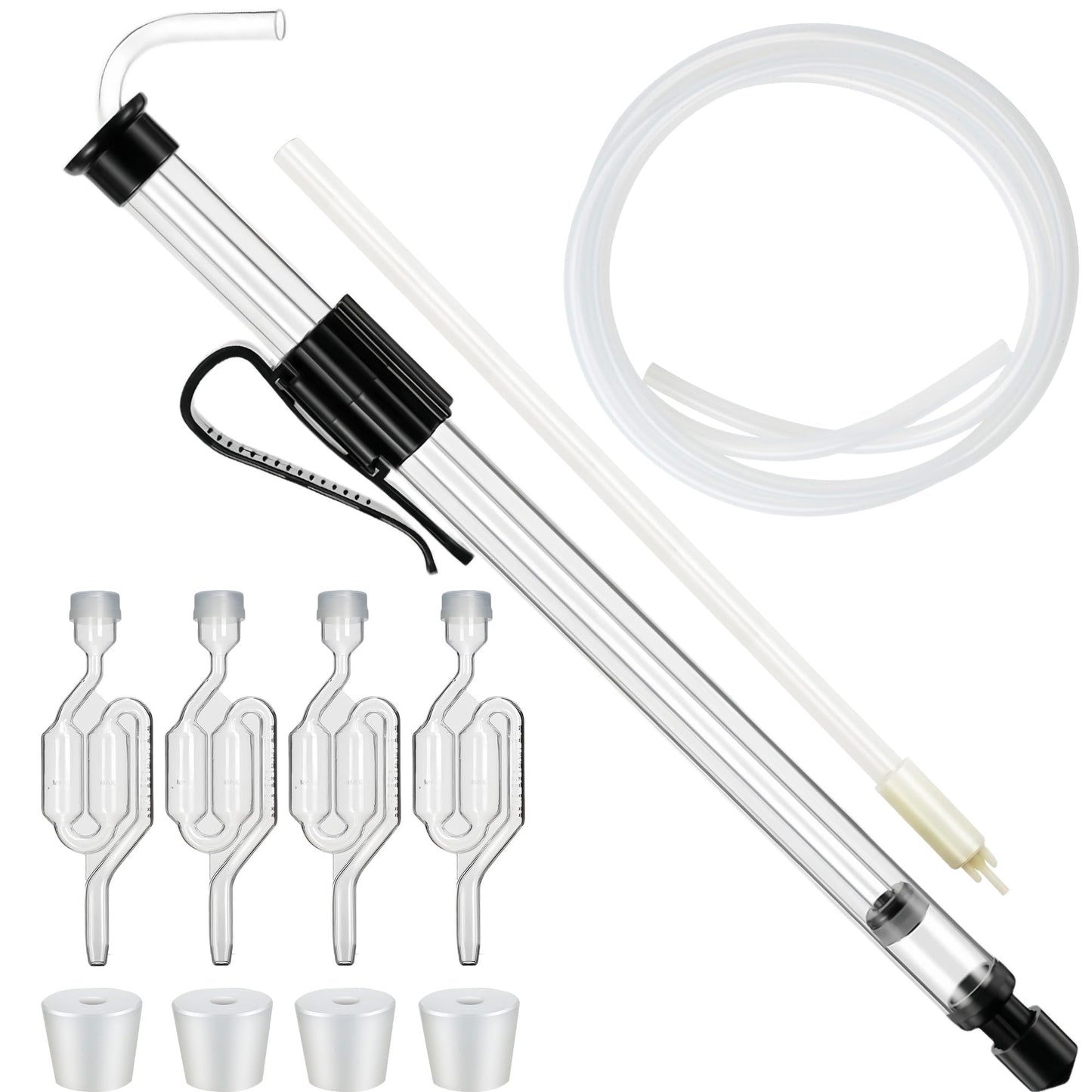 LURKA Wine & Mead Making Kit，Siphon Pump with 6 Feet of Tubing, Bottling Wand, Clamp, Bubble Airlock and Drilled Stopper，Wine Making Supplies for Beginners，Wine Wand and Auto Siphon Included