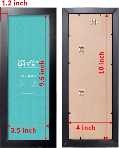 LaVie Home Panoramic Picture Frame - Classic Black 4x10 Wall Decor for Homes & Offices