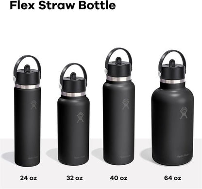 Hydro Flask Water Bottle - Insulated Stainless Steel - 40 Oz Tonal White with Wide Straw Lid & Leakproof Design