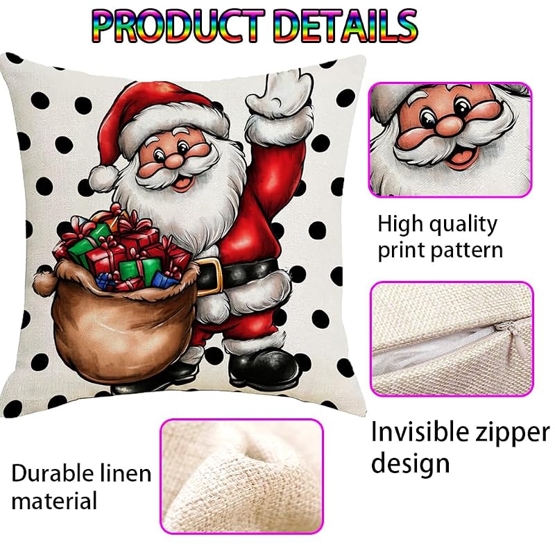 Variation of THIS listing Christmas Pillow Covers 18 x 18 Set of 2 – Double-Sided Santa Elk Shield, 18x18 Covers