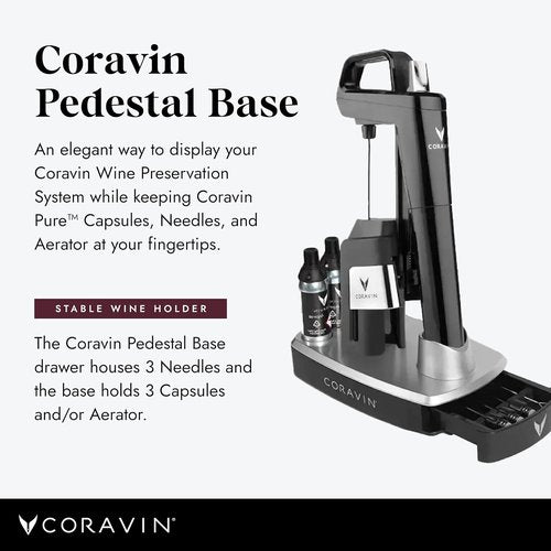 Coravin Premium Pedestal Base - To Hold Coravin Timeless and Coravin Pivot Wine by the Glass Systems