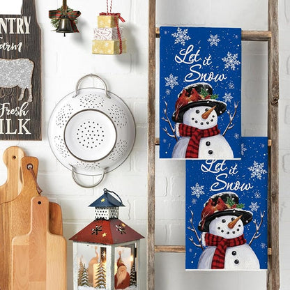 Blue Snowman Kitchen Towels Set of 2 – 18 x 26 Inches (Variation: Blue+2) Artoid Mode