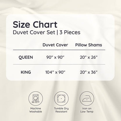 Bambaw 100% Viscose Derived from Bamboo Duvet Cover Queen Size – 3 Pieces Cooling Duvet Cover Queen Set, Soft Duvet Cover Queen Size, Breathable Duvet Cover Set, Soft Bedding Set, No Comforter (White)