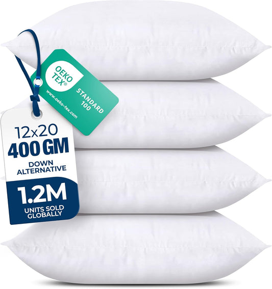 Utopia Bedding Throw Pillows - Set of 4 Fluffy Down Alternative Decorative Pillows | 12 x 20 Inches, White