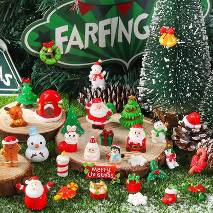 DIYDEC 32Pcs Christmas Miniature Figurines - Resin Santa Claus, Snowman & Animals | Holiday Party Decor