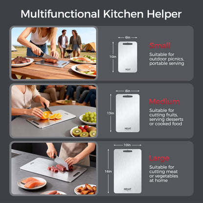 Titanium Cutting Board Set - 100% Pure Non-Toxic Double-Sided Kitchen Boards | Includes 3 Sizes