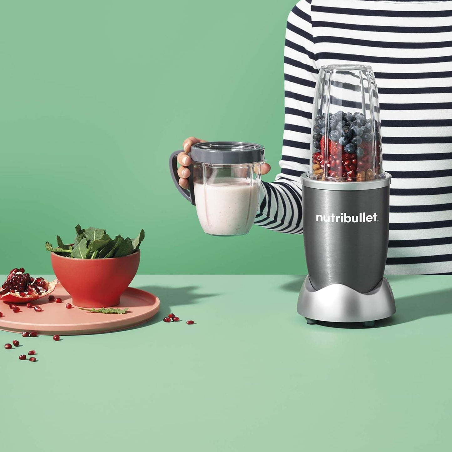 NutriBullet High-Speed Blender System - 12-Piece Set, 600 Watts, Sleek Gray Design