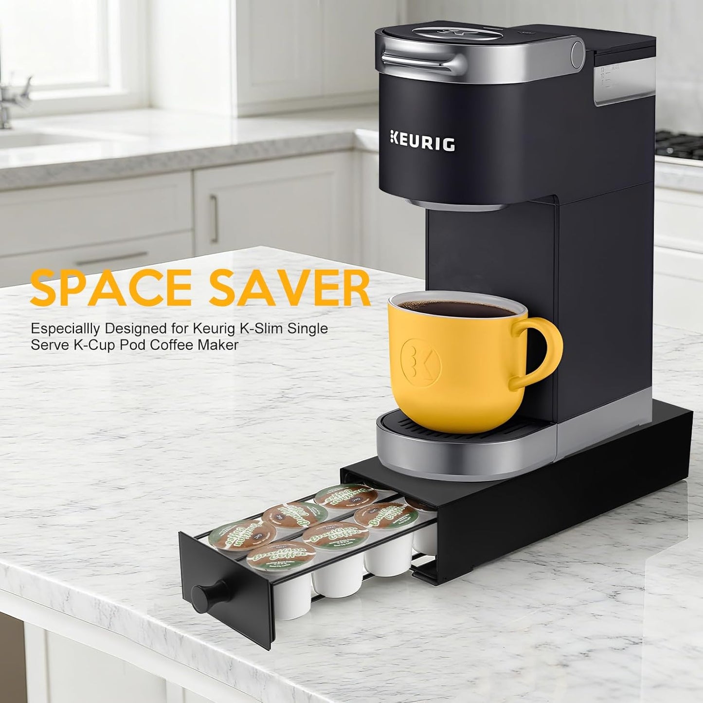Skiennix K Cup Coffee Pod Holder - Organized Storage Drawer for 12 Pods | Countertop Organizer
