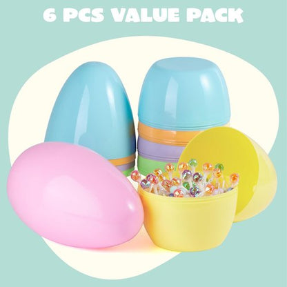 JOYIN Jumbo Easter Eggs - 10" Pastel Plastic Fillable Eggs for Treats, Party Favors & Decorations (6PCS)