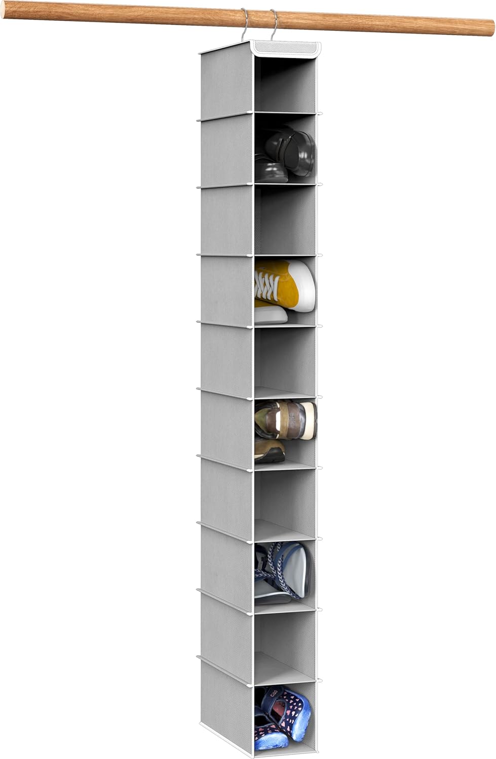 Simple Houseware 10-Shelf Hanging Shoe Organizer - Space-Saving Closet Storage in Grey