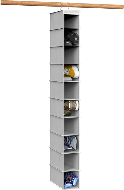 Simple Houseware 10-Shelf Hanging Shoe Organizer - Space-Saving Closet Storage in Grey