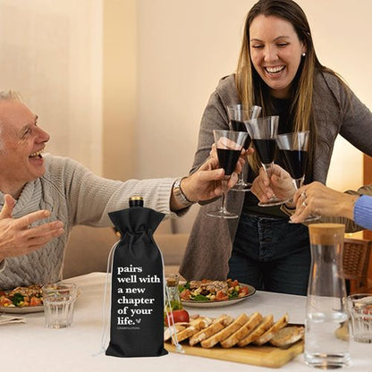 Black Funny New Chapter Wine Bag New Beginnings Gifts for Women Men Farewell Gifts for Friends Going Away Gifts for Coworkers Women Men Moving Away Gifts for Friends New Teacher Gifts