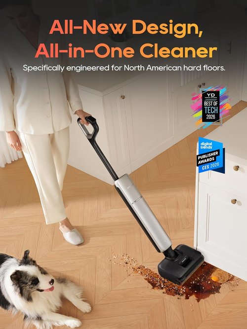 DREAME Aero Pro Wet Dry Vacuum Mop - Ultra-Slim Design with Self-Cleaning & 60 Min Runtime | Ideal for Pet Owners
