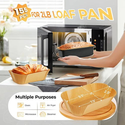 Loaf Pan Liners | 155 Pcs Non-Stick Parchment Paper for Easy Cleanup - 9x5 Inch for Sourdough, Cakes & Breads