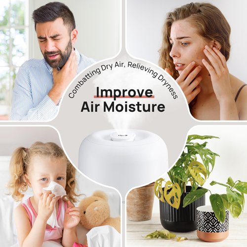Clarston 2L Cool Mist Humidifier for Bedroom with 360° Adjustable Nozzle, High and Low Mist Levels, Ultra-Low Noise, Light-Off, No BPA, Auto Shut Off, Ideal Baby Humidifier with Easy Top Filling