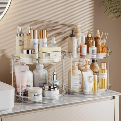 LAMU 2 Pack Lazy Susan Turntable Organizer - 9.25'' Rotating Spice Rack for Kitchen & Bathroom