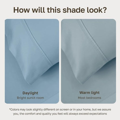 California Design Den Twin Bed Sheet Set - 100% Cotton, 400 Thread Count, Silky Smooth Sateen - Sky Blue
