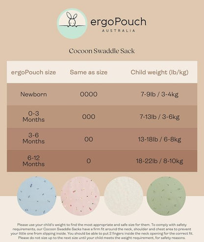 ergoPouch Cocoon Swaddle Sack 0.2 TOG - Soft Baby Sleep Sack for Calm Sleep, 3-6 Months, Blush Leaf
