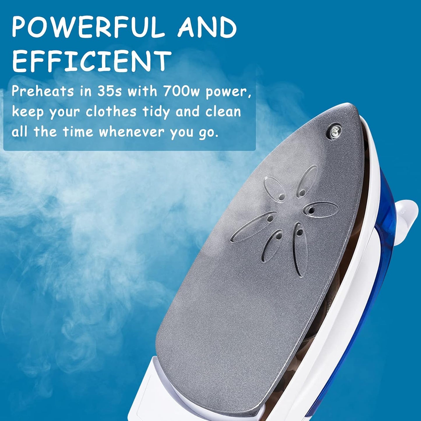 Skiennix Portable Travel Iron - Handheld Mini Steamer with Non-Stick Sole Plate & Detachable Water Tank