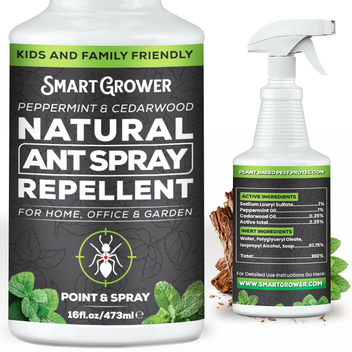 Natural Ant Spray - Fast-Killing & Repelling Formula with Peppermint & Cedarwood Oil | 16oz Pet & Family Safe