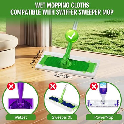 FURCIELOS 36 Count Heavy Duty Wet Pad Refills, Compatible with Swiffer Sweeper Mop & Clorox Mop, Disposable Unscented Wet Mopping Cloths for Multi-Surface Floor Cleaning