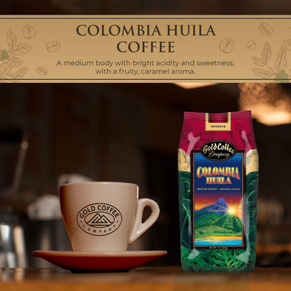 Gold Coffee Colombia Huila 1lb Medium Roast Ground Coffee