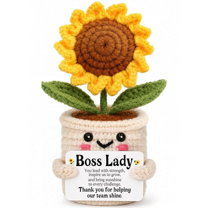Boss Lady Sunflower Crochet Gift - Thank You Card Included (Variation: Boss_shine)