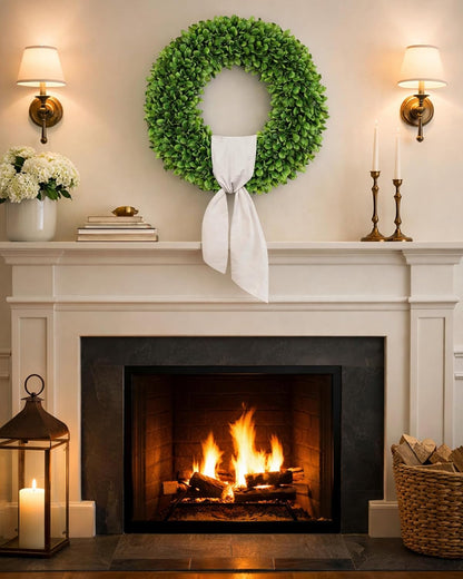 Regine Switzerland 20-Inch Artificial Boxwood Wreath - Versatile Greenery for All Seasons, Perfect for Home Decor