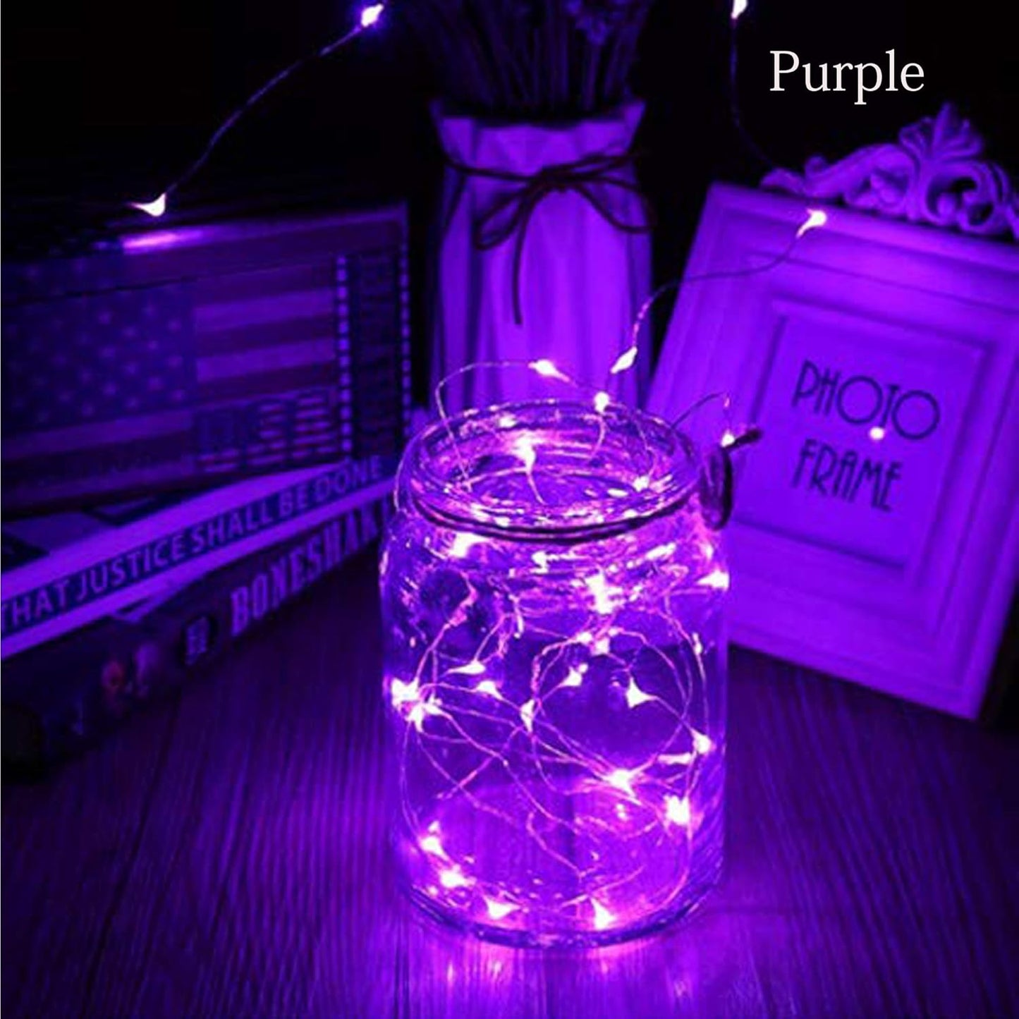 VOOKRY 30 LED Fairy Lights - 10 ft Purple Battery Operated Waterproof String Lights for Weddings & Parties