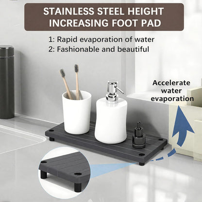 Skiennix Quick Dry Sink Caddy - Water Absorbing Stone Tray & Faucet Mat | Kitchen & Bathroom Organizer