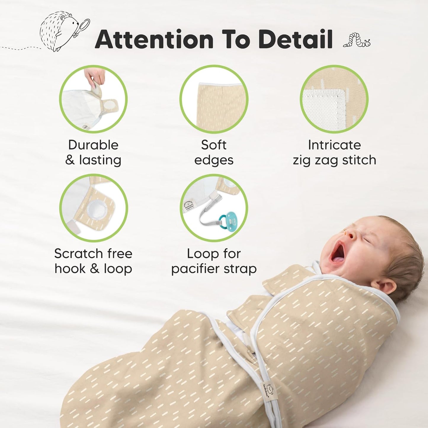Organic Baby Swaddle Sleep Sacks by [Brand Name] - Soft & Snug for Newborns 3-6 Months | Dino Ridge, Size L