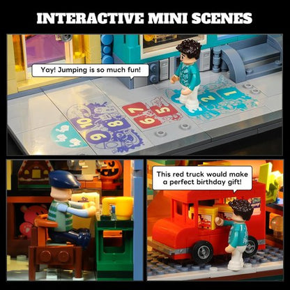 Lumibricks Building Bricks Set - City Town Modular Dollhouse with LED Light Display | 3086 Pcs Construction Kit for Teens & Adults