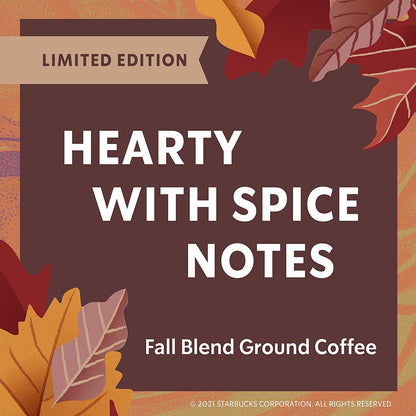 Starbucks Limited Edition Ground Coffee - Fall Blend Medium Roast 100% Arabica | 17 Ounce Bag (Pack of 4)
