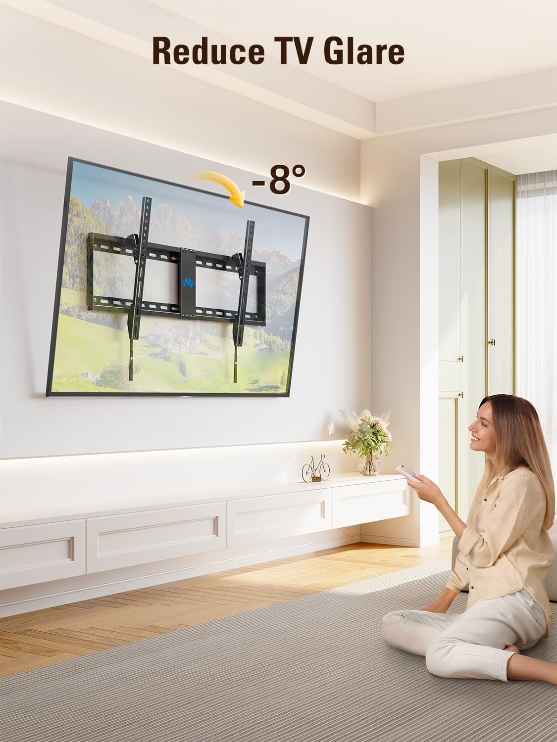 Mounting Dream Tilt TV Wall Mount - Universal Low Profile Design for 42-84 Inch TVs | Max VESA 800x400mm, 132 LBS Capacity