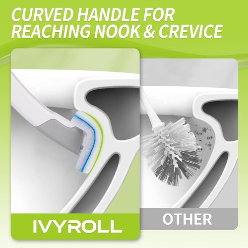 IVYROLL Toilet Bowl Cleaner Wand - Disposable Brush Set with 14 Refills & Holder for Easy Cleaning