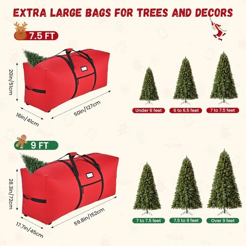 9 Ft Christmas Tree Storage Bag - Heavy-Duty Waterproof & Dust-Proof with Dual Zipper and Wheels
