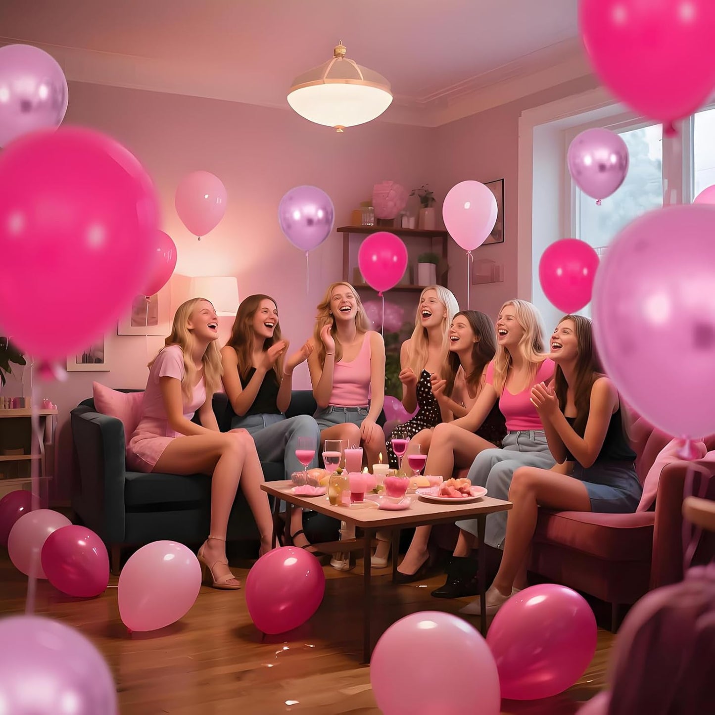 Skiennix 12-Inch Pink Balloons - Hot Metallic & Light Pink for Birthday, Wedding & Baby Shower Decor