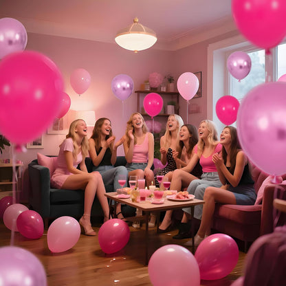 Skiennix 12-Inch Pink Balloons - Hot Metallic & Light Pink for Birthday, Wedding & Baby Shower Decor