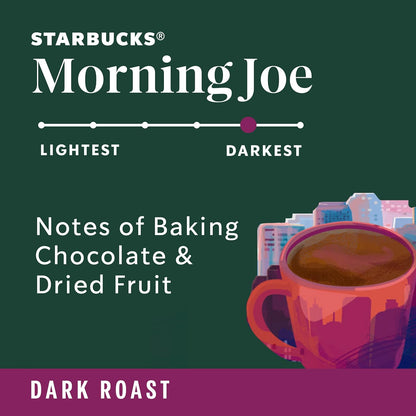 Starbucks Ground Coffee - Dark Roast for Hot or Iced Coffee | Six 12 oz Bags of Morning Joe
