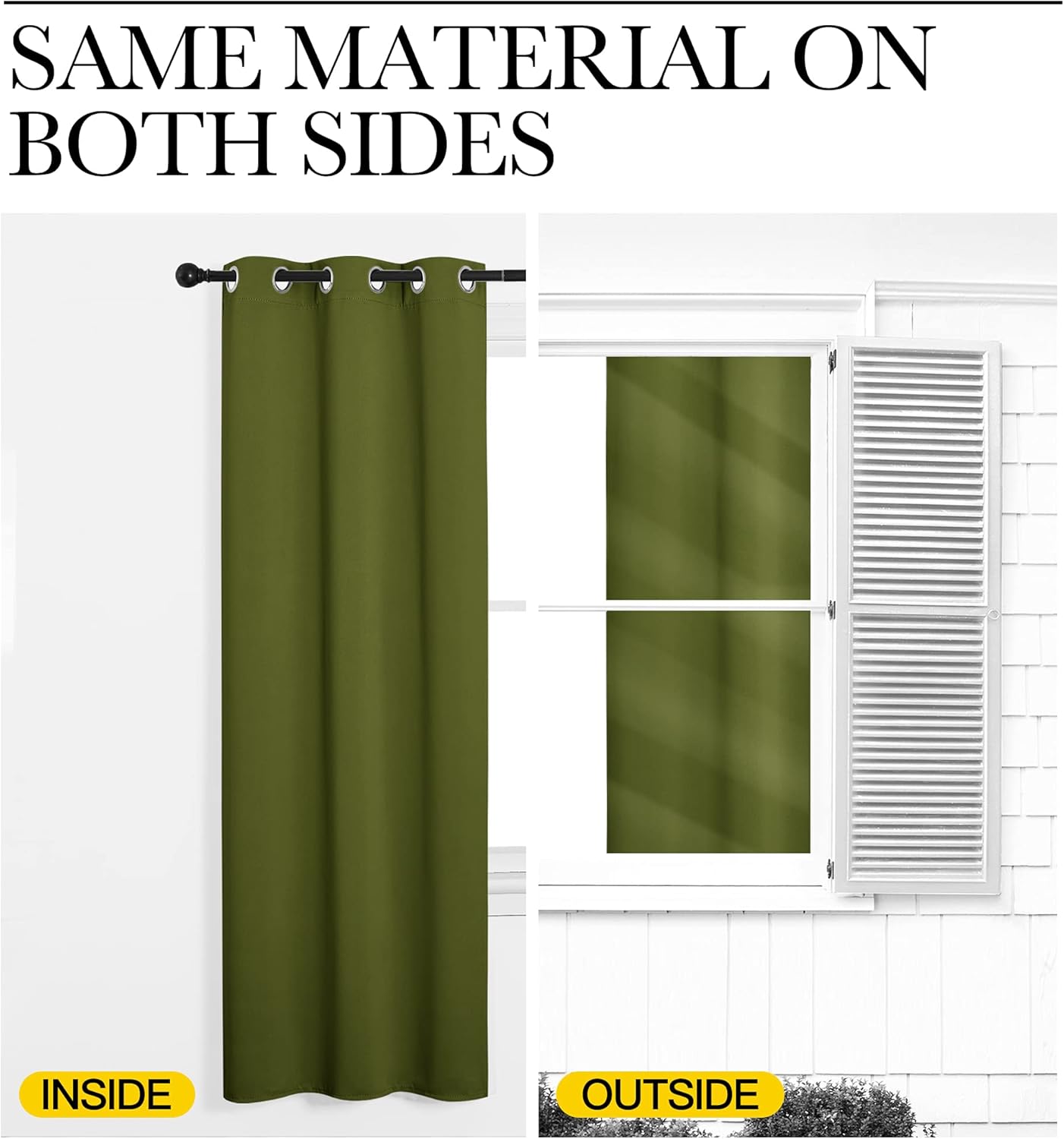 NICETOWN Blackout Curtains for Patio Glass Doors - Olive Green Privacy Drapes, 42" x 95" (1 Pair)