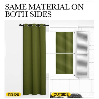 NICETOWN Kitchen Curtain Panels Blackout Draperies, Thermal Insulated Solid Grommet Blackout Curtains/Drapes for Christmas Window Decoration (1 Pair, 34 by 63 inches, Olive Green)