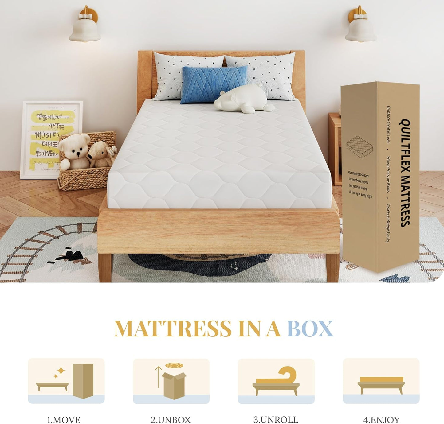Skiennix 6-Inch Twin Size Memory Foam Mattress - Pressure Relief & Medium Firm Support, CertiPUR-US Certified