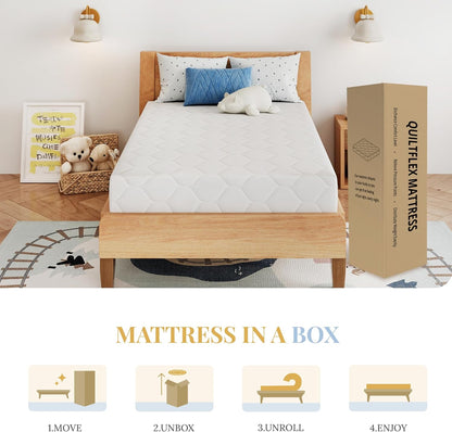 Skiennix 5-Inch Twin Size Memory Foam Mattress - Medium Firm Support, Pressure Relief, CertiPUR-US Certified