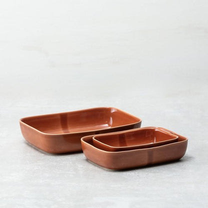 Fortessa Nosse Svelte Stoneware Bakeware Set - 3 Pieces in Elegant Terracotta Finish