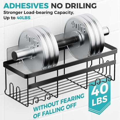 HomeHacks Shower Caddy - No-Drill Rustproof Organizer with Space-Saving Hooks | 2-Pack for Bathroom & Kitchen