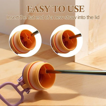 Ello | Metal Straws Replacement - 6 PCS Reusable Stainless Steel Straws with 2 Cleaning Brushes