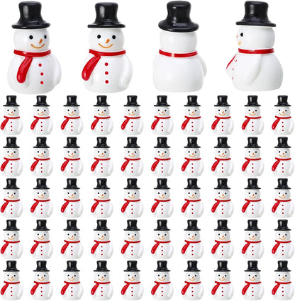 Skiennix Winter Mini Resin Snowman Figurines - 50 Pcs Black Hat Decor for DIY Crafts & Cake Decoration