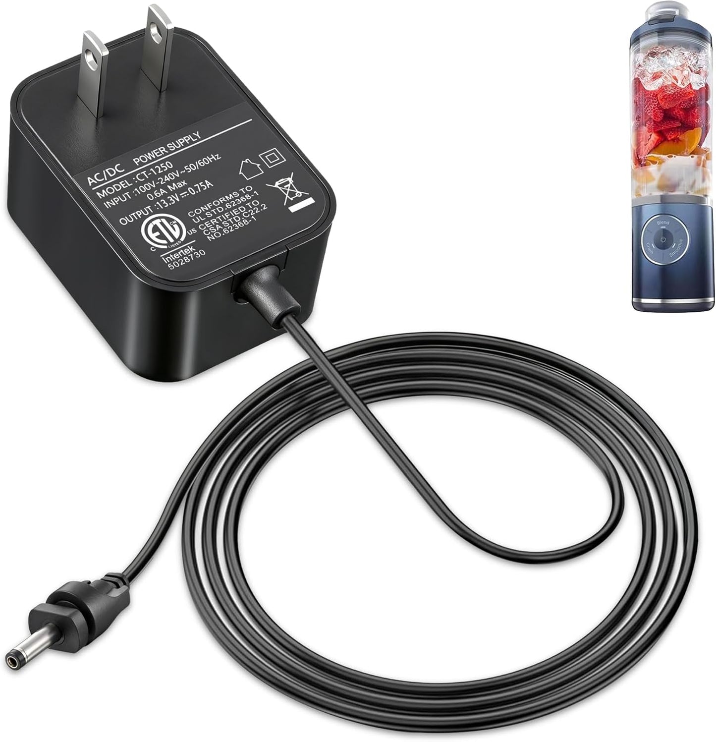 Ninja Replacement Charger - 13.3V 0.75A Power Adapter for Blast Max BC251 Blender | 5.9FT Cord